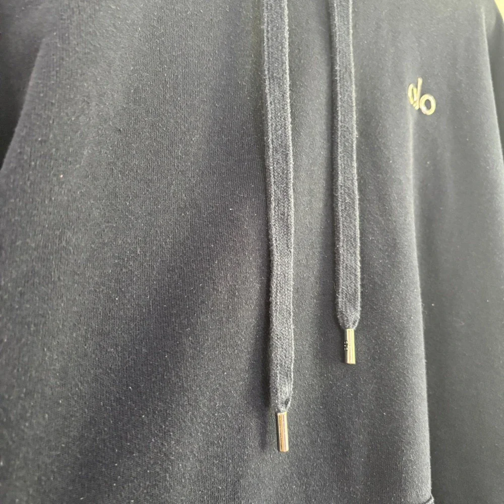 Alo Yoga Accolade Hoodie Size Large Navy Blue Heavyweight Pullover Sweatshirt